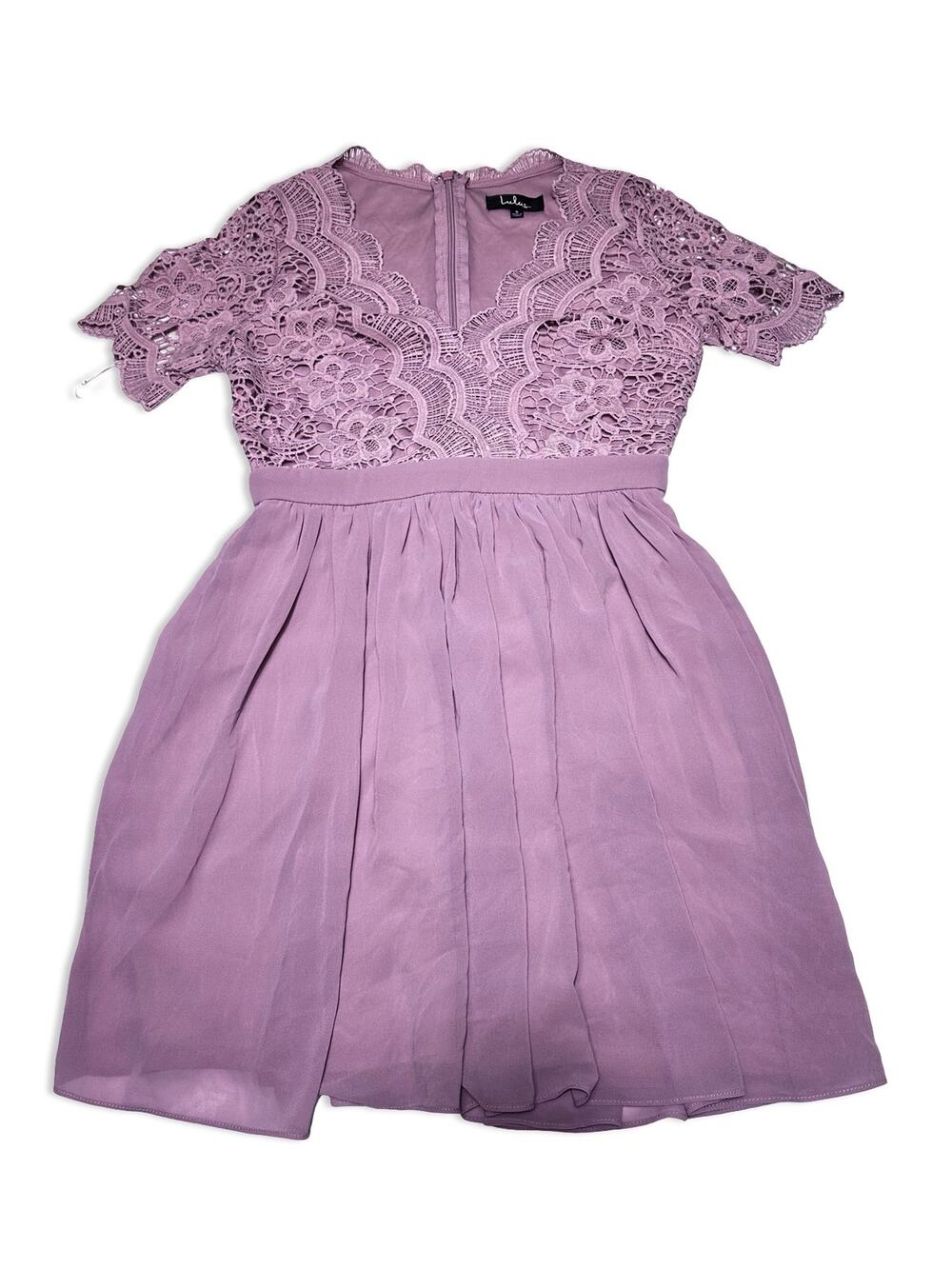 Lulus Dusty Mauve Floral Lace + Pleated Mini Dress Size Small
